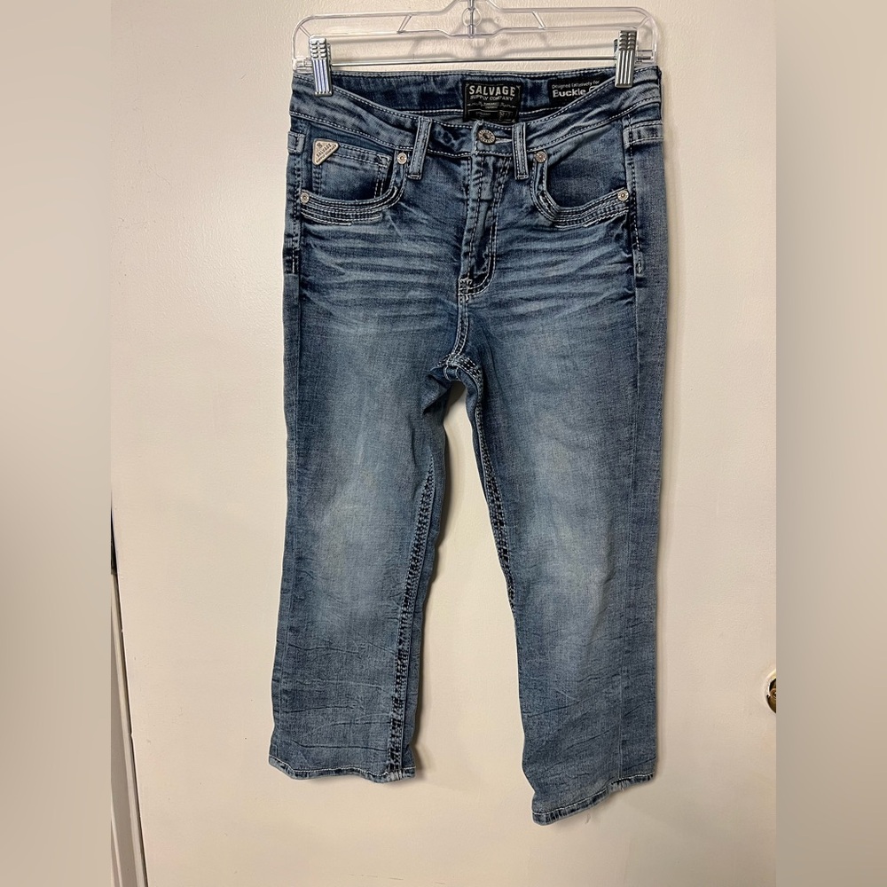 Salvage Kids Blue Jeans Size 16 waist HEMMED to a 20.5 inch inseam